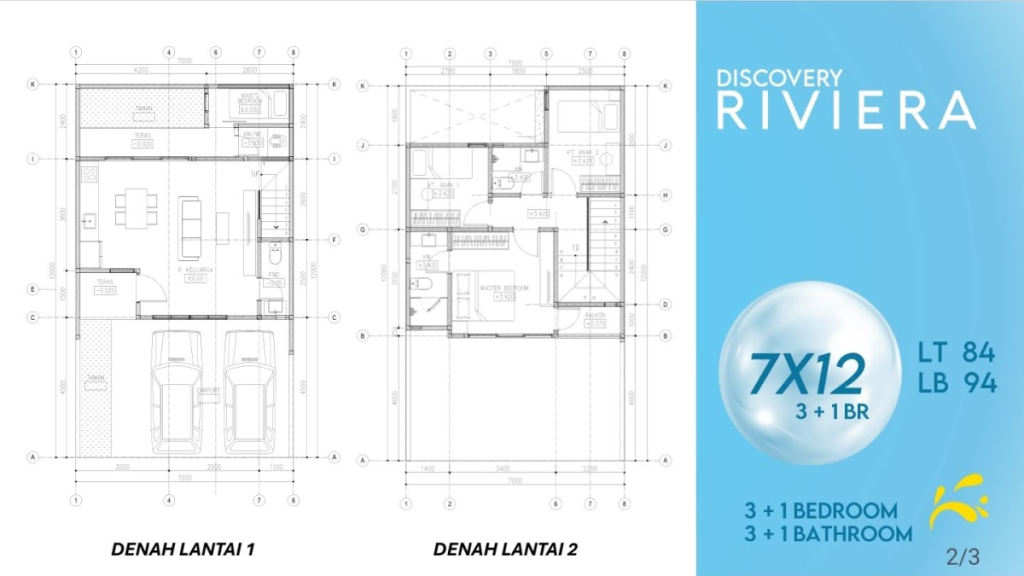 denah layout facade 7x12