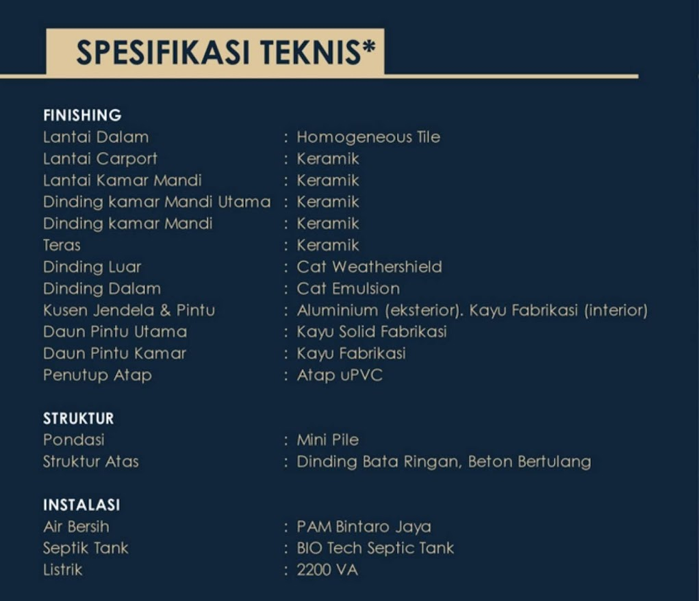 spesifikasi teknis discovery riviera aira bintaro