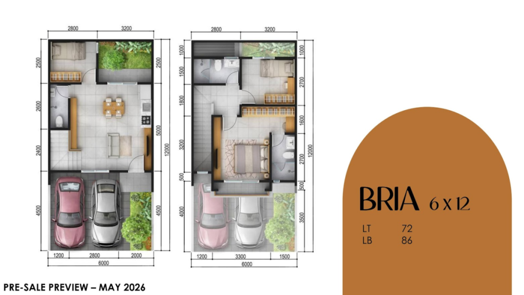 denah layout discovery riviera bria tipe 6x12