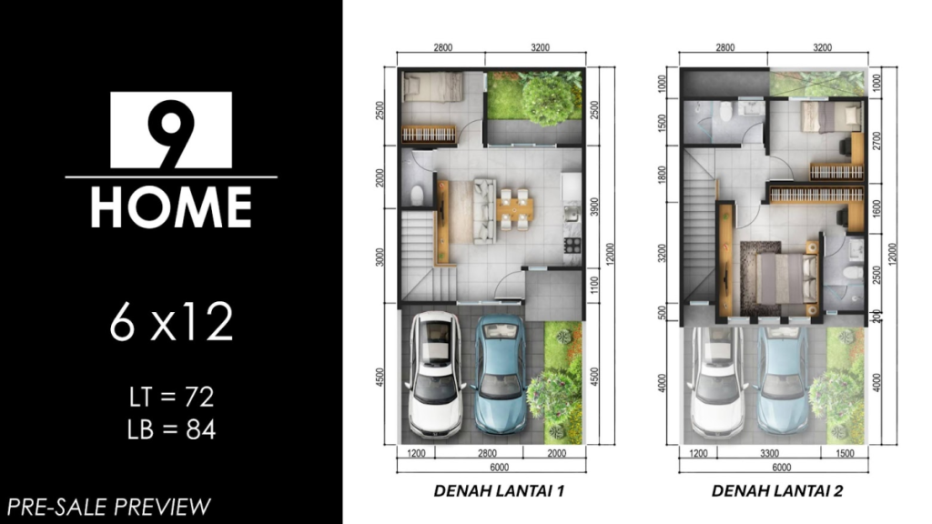 denah layout 9 home bintaro tipe 6x12