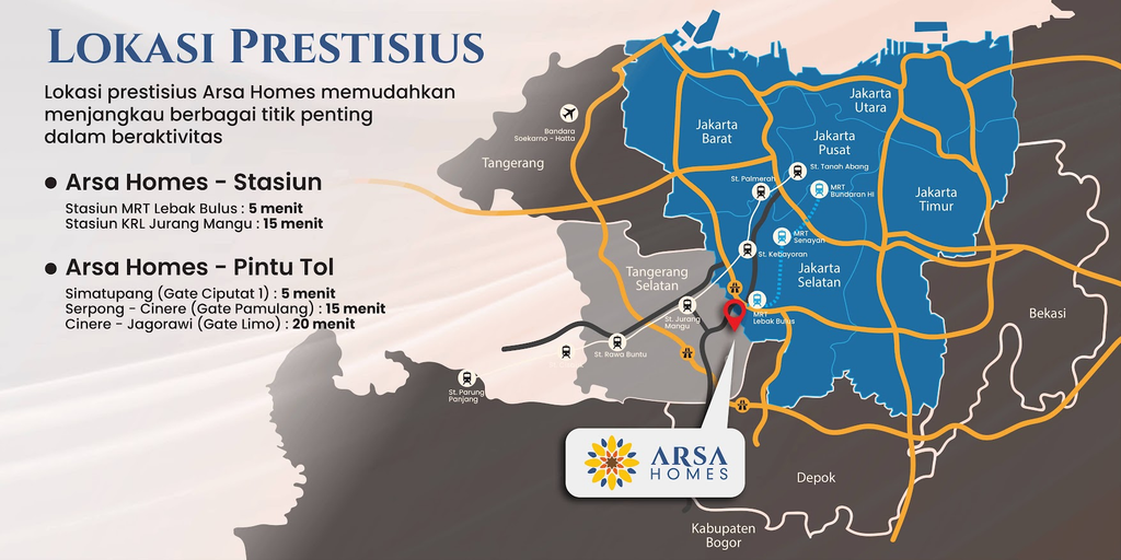 Lokasi Arsa Homes Ciputat
